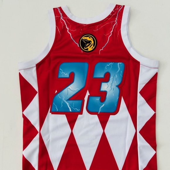 Power Rangers Mighty  Morphin Headgear Classics Embroidered Basketball Jersey 23 - Picture 4 of 5